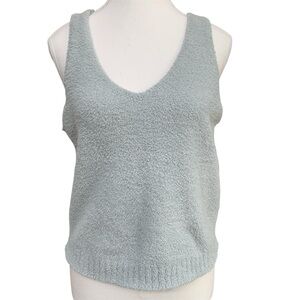 UGG Women’s Light Blue Cozy Lounge Tank Crop Top Sz XL Soft Fuzzy Comfy Knit